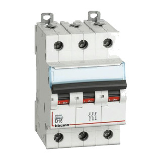 Bticino 16A 3-Pole 6KA D-Curve 3-Module Circuit Breaker FN83D16