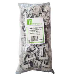 Nylon Snap Clips Fixing 25mm for pipes pack 100 pieces CLIPS25
