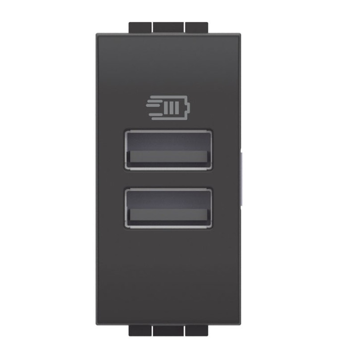 Bticino LivingLight USB plug socket anthracite L4191AA