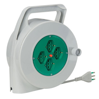 Fanton Aufrollbares Verlängerungskabel 15 Meter mit 4 zweipoligen Schuko-Steckdosen 01350