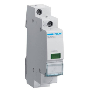 Hager Green Led Signal Light 12-48V AC/DC 1 Module SVN131