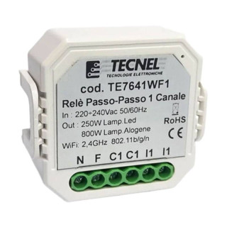 Tecnel Push and WiFi Step Relay 1 Channel 10A 230V TE7641WF