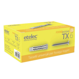 Tapones de nylon Etelec con tornillos 6X30mm 100 piezas TA0001