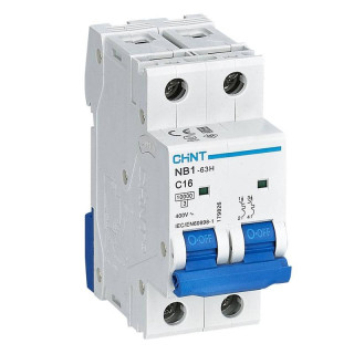 Chint Circuit Breaker NB1-63H 2P 16A 10kA C 2 Modules 179826