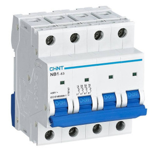 Interrupteur magnétothermique Chint NB1-63 4P 63A 6kA C 4 Modules 180420