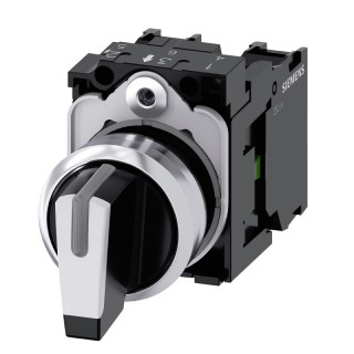 Siemens illuminable 22 mm white 3-position selector switch 3SU11502BL601NA0