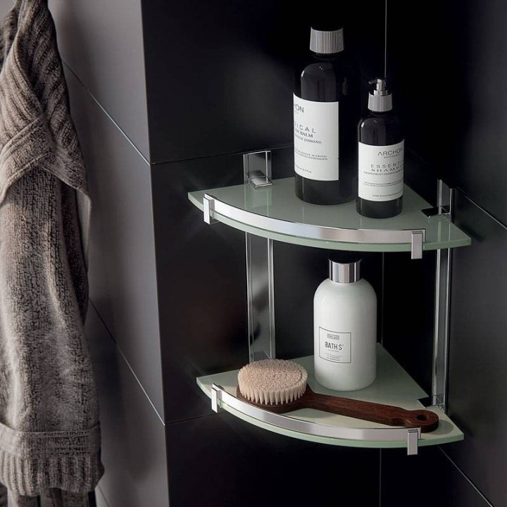 Gedy Cloud angular shower caddy 2 shelves glass CD81