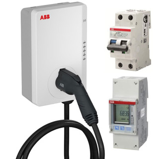 Energy+ Abb Wallbox 7.4KW kit with cable and plug T2 RFID line protection and two-way meter