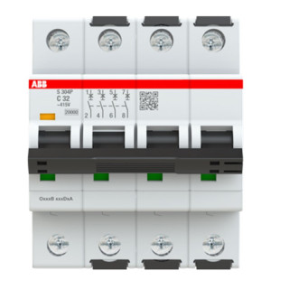 Interruttore magnetotermico Abb S304P 4P 32A 25kA tipo C 4 moduli S304PC32