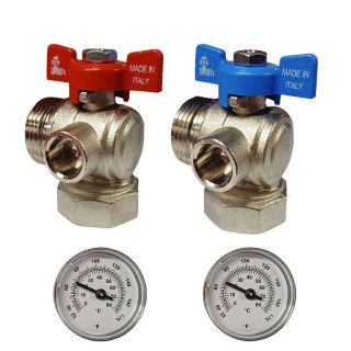 Angle Ball Valves Cap 1x1 inch with thermometer UFHVLV0606AT