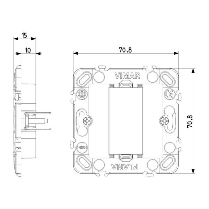 Vimar Plana 1M Frame with Jaws for Round Boxes 60 mm