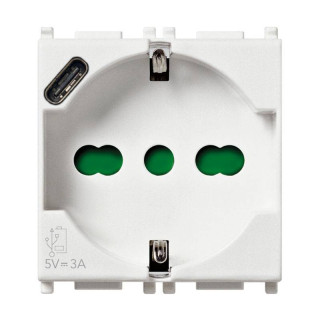 Toma universal Vimar Plana 2P+T 16A y USB C blanco 14210.USB