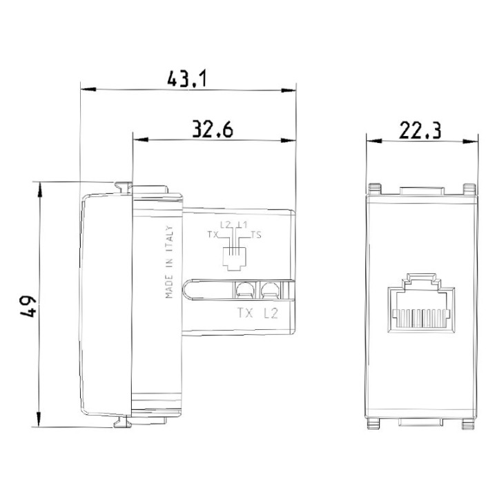 Vimar Plana Silver telephone socket RJ11 14320.SL