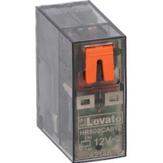 Lovato miniature relay with Led indicator 8A 2 switches 12VAC HR502CA012