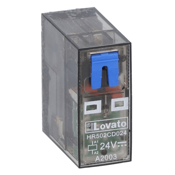 Mini Relé Lovato 8A 2 interruptores 24VDC + LED HR502CD024
