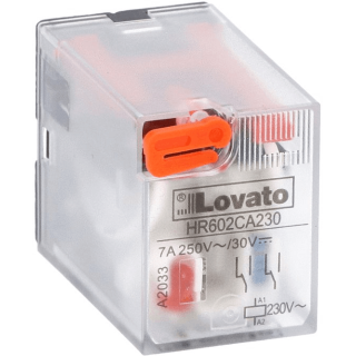 Relé industrial Lovato 7A 2 interruptores 230VAC + LED HR602CA230