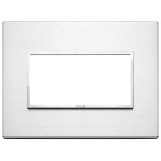 Plaque Vimar Eikon Evo 4 modules Aluminium brillant 21654.01