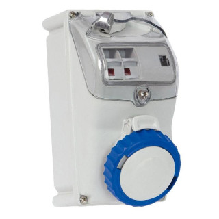 Fanton industrial socket fuse holder 2P+E 32A 230V IP67 blue 73370