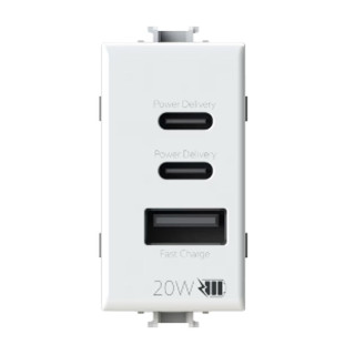 Prise USB 4Box CCA 20W pour Bticino Matix Blanc 4BUSB20WCCA.AM