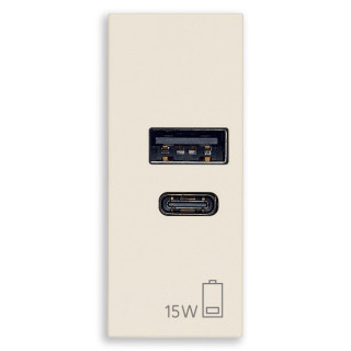 Vimar Linea USB Socket A+C 5V 15W 3A Hemp 30292.AC15C