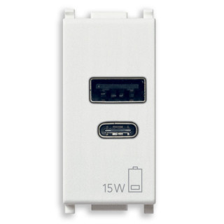 Alimentation Vimar Plana USB A+C 15W 5V 1 Module Blanc 14292.AC.15