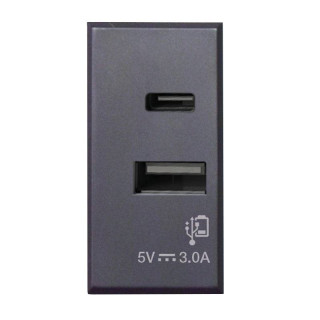 Caricatore Usb Ave Tekla S44 3A 230V tipo A+C grigio
