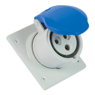 Fanton 2P+E 16A 230V IP44 Industrial Inclined Recessed Socket