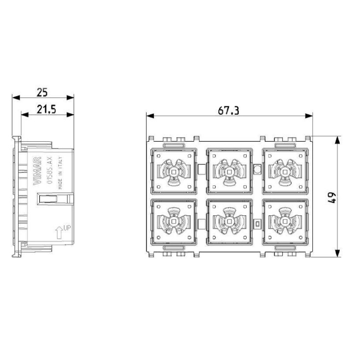 Commande KNX Flat/Rond Vimar Eikon 6 Boutons 3 Modules