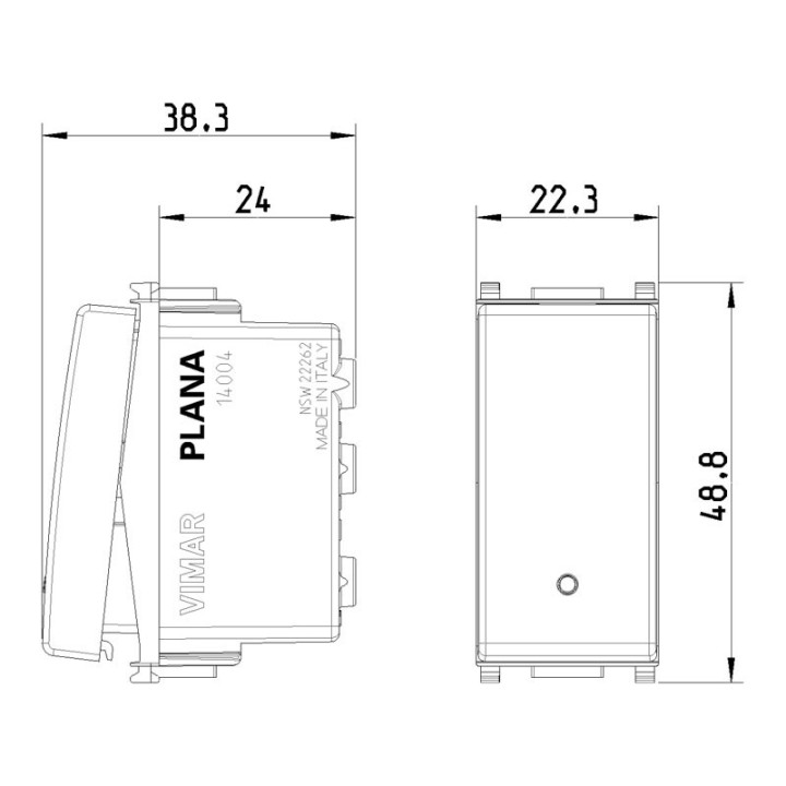 Vimar Plana Silver Umschalter 1P 10AX 250V 1M 14004.SL