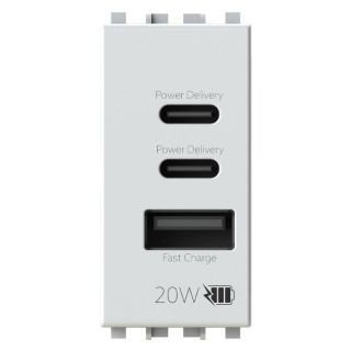 4Box CCA 20W USB Socket for Vimar Plana White 4BUSB20WCCA.V14