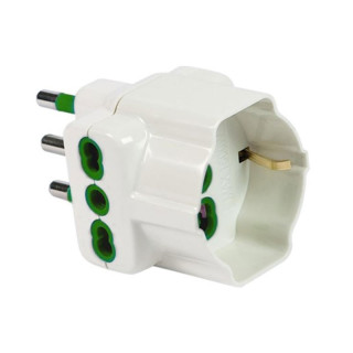 Fanton triple adapter 2P+T plug 2 two-pin and 1 Schuko outlets
