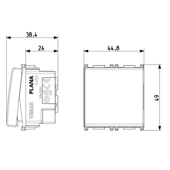Vimar Plana 1P NO 10A 250V doorbell button with nameplate