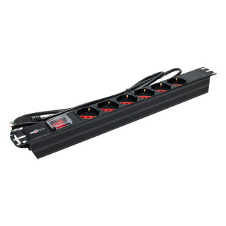 Item Horizontal Power Strip 6 Two-pin/Schuko Sockets