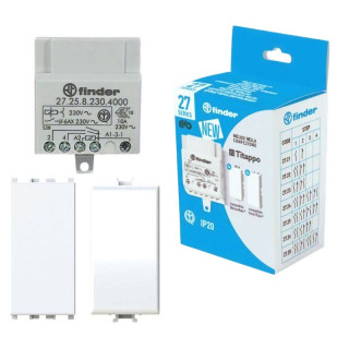 Finder kit with relay 272582304000 and two blank modules Matix and Vimar